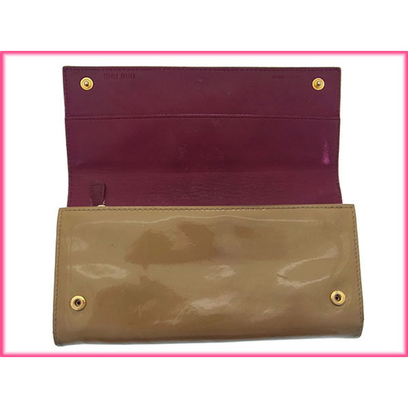 Miu Miu long wallet bi-fribbon wallet beige purple - Picture 3 of 6